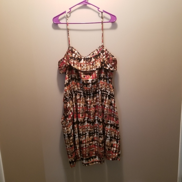 Orange Abstract Ruffle Dress - Picture 2 of 5